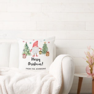 Gnome Merry Christmas Throw Pillow Gift
