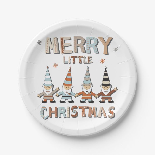 Gnome Merry Little Christmas Party Paper Plate (Front)