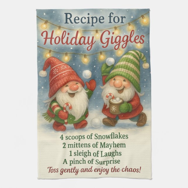 Gnome Mischief Recipe Kitchen Towel (Vertical)