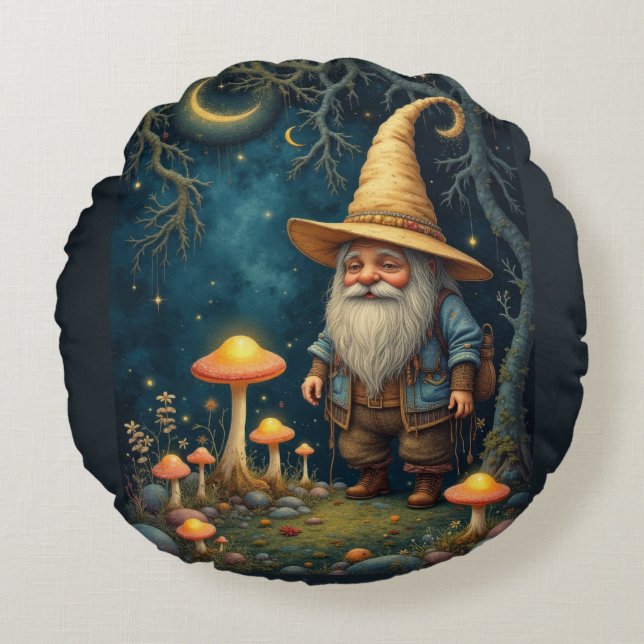 Gnome night round pillow (Front)