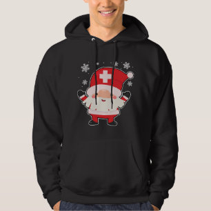 Gnome Nurse Santa Christmas Cute RN LPN Nursing X- Hoodie