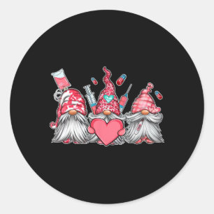 Gnome Nurse Scrub Valentine Rn Icu Er Valentines D Classic Round Sticker