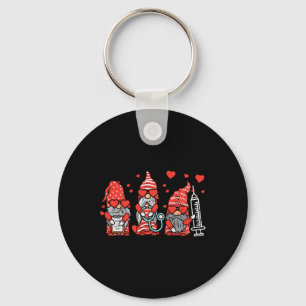 Gnome Nurse Scrub Valentine Rn Icu Er Valentines D Keychain