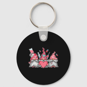 Gnome Nurse Scrub Valentine Rn Icu Er Valentines D Keychain