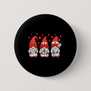 Gnome Nurse Stethoscope Nursing Scrub Valentine 2 Inch Round Button