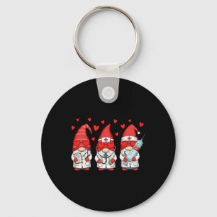 Gnome Nurse Stethoscope Nursing Scrub Valentine Keychain