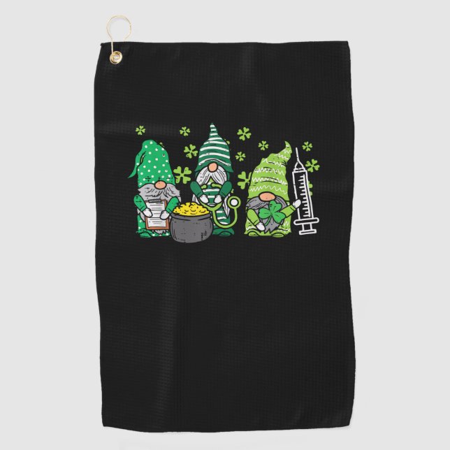 Gnome Nurses Saint Pattys Scrub Nurse St Patricks  Golf Towel (Front)