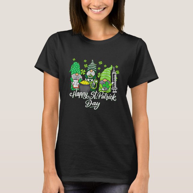 Gnome Nurses Saint Pattys Scrub Nurse St Patricks  T-Shirt (Front)