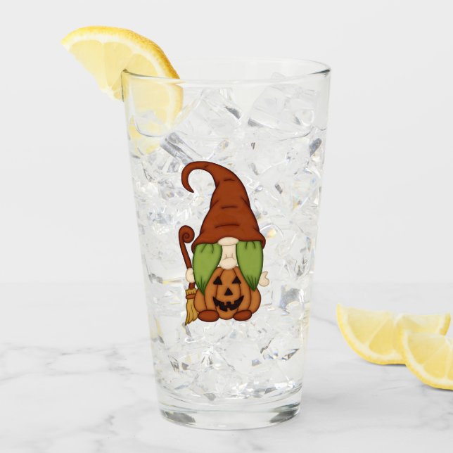 Gnome-O-Ween Pumpkin Witch Glass (Front Ice)