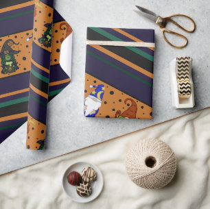 Gnome-o-Ween Stripe Wrapping Paper