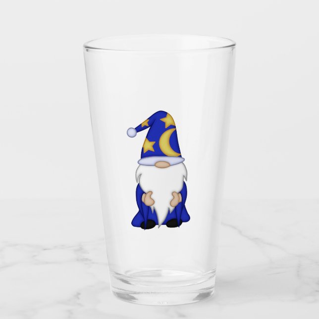 Gnome-O-Ween White Bearded Wizard Glass (Front)