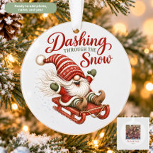 Gnome on Sled Dashing Through the Snow Christmas