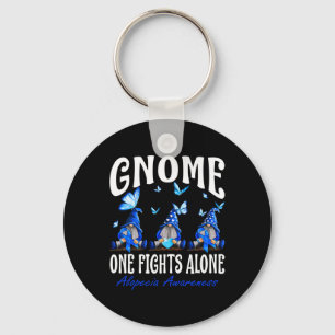 Gnome One Fights Alone Alopecia Awareness 1 Keychain