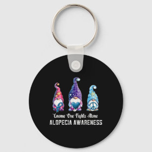 Gnome One Fights Alone Alopecia Awareness Keychain