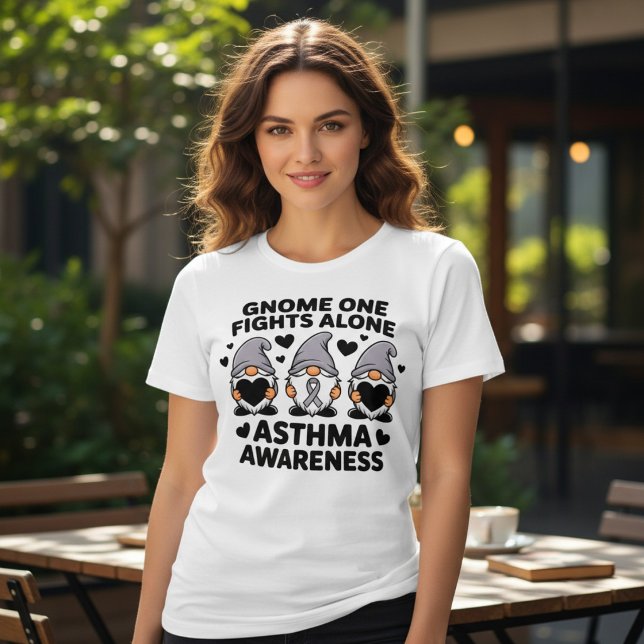 Gnome One Fights Alone Asthma Awareness Tri-Blend Shirt (Creator Uploaded)