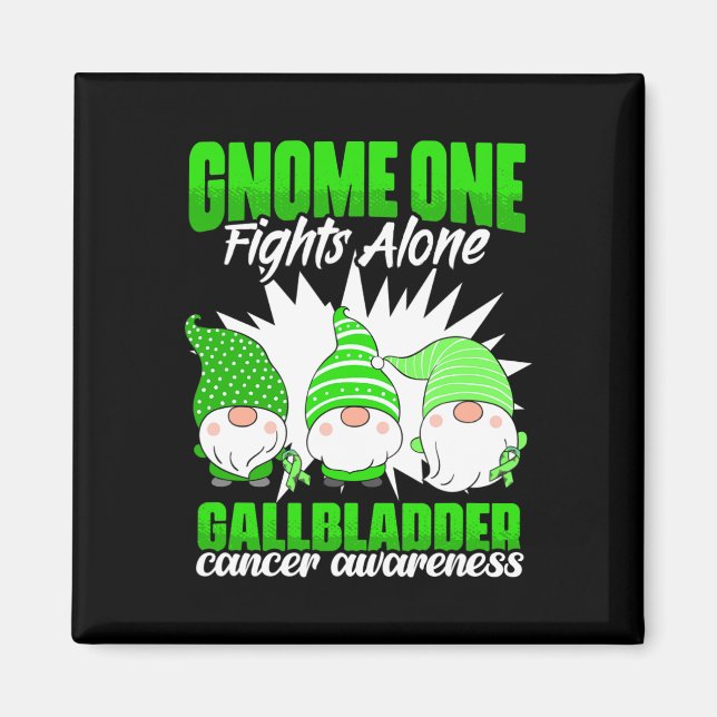 Gnome One Fights Alone - Bile Duct Cancer Gallblad Magnet (Front)