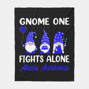 Gnome One Fights Alone Blue Ribbon Ataxia Awarenes Fleece Blanket