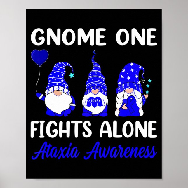 Gnome One Fights Alone Blue Ribbon Ataxia Awarenes Poster (Front)