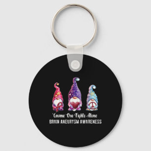 Gnome One Fights Alone Brain Aneurysm Awareness Keychain