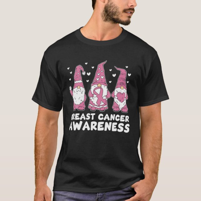 Gnome One Fights Alone Breast Cancer Awareness T-Shirt (Front)