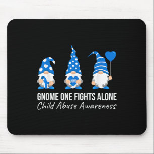 Gnome One Fights Alone Child Abuse Awareness Blue  Mouse Pad