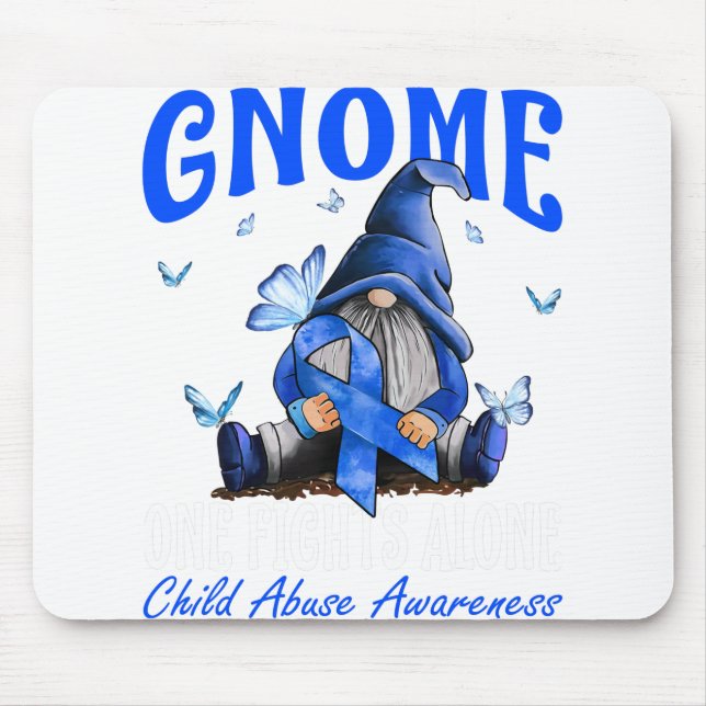 Gnome One Fights Alone Child Abuse Awareness Mouse Pad (Front)