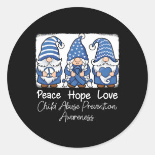 Gnome One Fights Alone Child Abuse Prevention Awar Classic Round Sticker