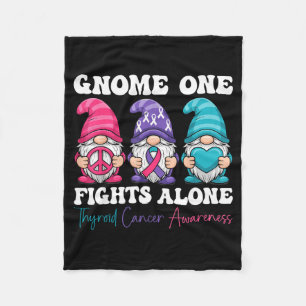 Gnome One Fights Alone - Christmas Thyroid Cancer  Fleece Blanket