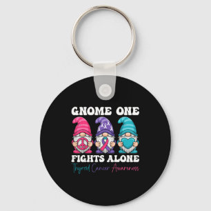 Gnome One Fights Alone - Christmas Thyroid Cancer  Keychain