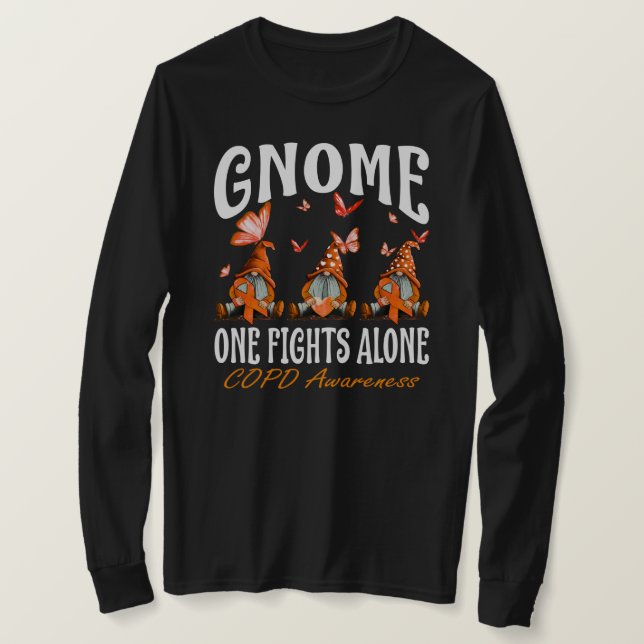 Gnome One Fights Alone COPD Awareness T-Shirt (Design Front)