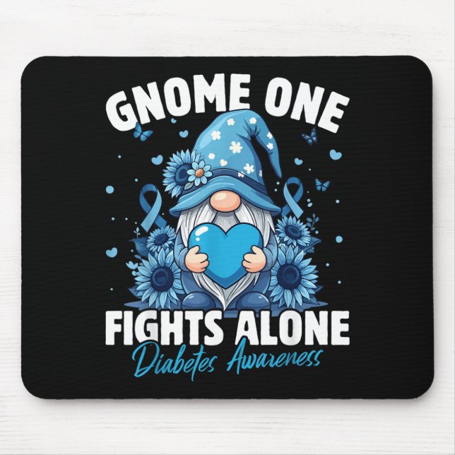 Gnome One Fights Alone Diabetes Awareness Artwork Mouse Pad (Front)