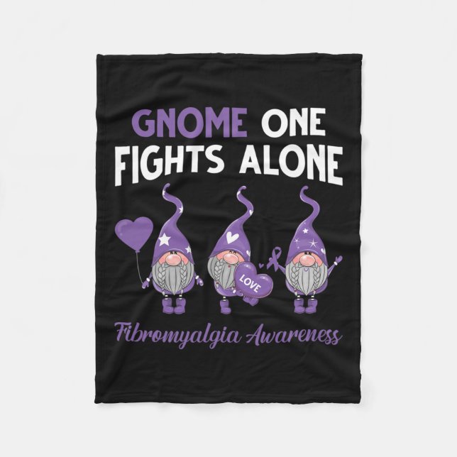 Gnome One Fights Alone Fibromyalgia Awareness Mont Fleece Blanket (Front)
