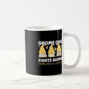 Gnome One Fights Alone Gold Childhood Cancer Aware Coffee Mug