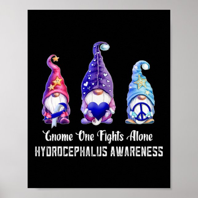 Gnome One Fights Alone Hydrocephalus Awareness 1 Poster (Front)