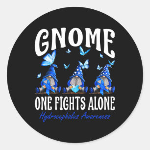 Gnome One Fights Alone Hydrocephalus Awareness  Classic Round Sticker