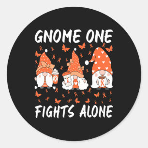 Gnome One Fights Alone Leukaemia Awareness Gnome P Classic Round Sticker