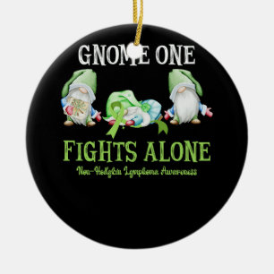 Gnome One Fights Alone Lime Non Hodgkin Lymphoma A Ceramic Ornament