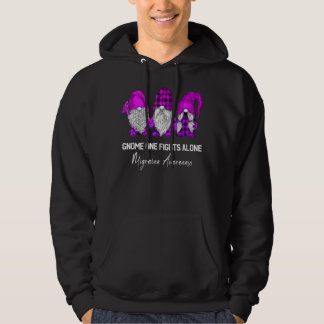 Gnome One Fights Alone Migraine Awareness Purple Hoodie