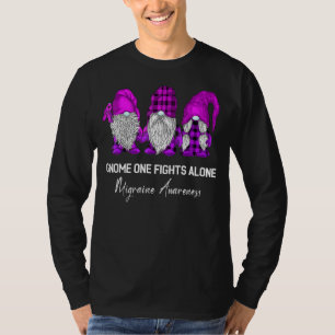 Gnome One Fights Alone Migraine Awareness Purple T-Shirt