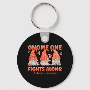 Gnome One Fights Alone Orange Leukaemia Awareness Keychain