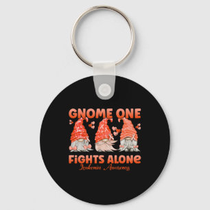 Gnome One Fights Alone Orange  Leukaemia Awareness Keychain