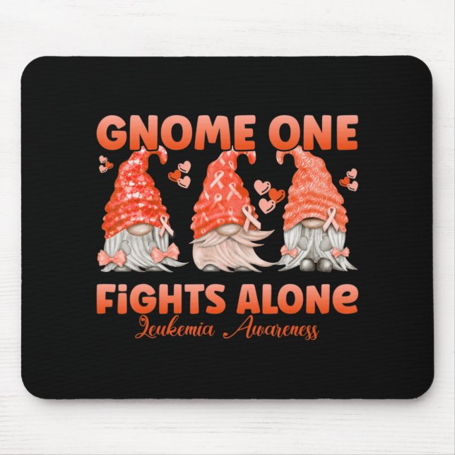 Gnome One Fights Alone Orange  Leukaemia Awareness Mouse Pad (Front)