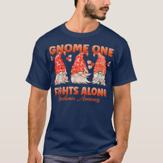 Gnome One Fights Alone Orange Leukaemia Awareness T-Shirt
