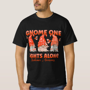 Gnome One Fights Alone Orange Leukaemia Awareness T-Shirt