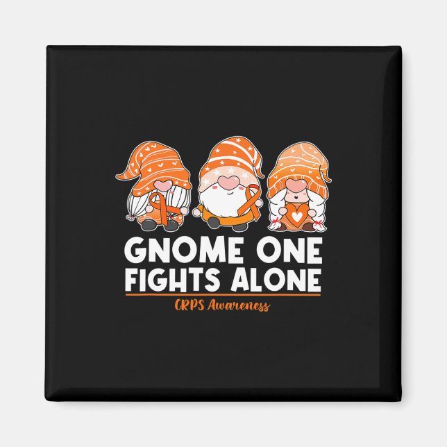 Gnome One Fights Alone Orange Ribbon Crps Awarenes Magnet (Front)
