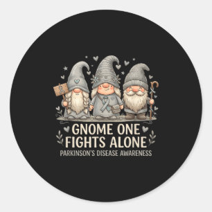 Gnome one fights alone parkinson's disease classic round sticker