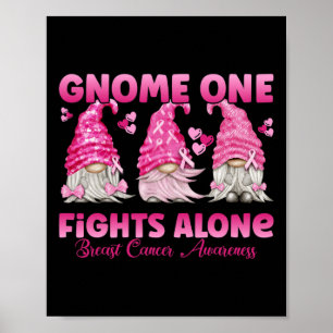 Gnome One Fights Alone Pink Breast Cancer Awarenes Poster