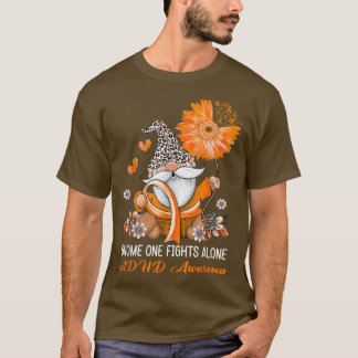 Gnome One Fights Alone Ribbon ADHD Awareness T-Shirt