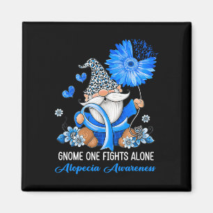 Gnome One Fights Alone Ribbon Alopecia Awareness  Magnet