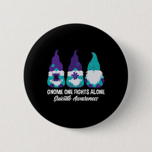 Gnome One Fights Alone Suicide Prevention Awarenes 2 Inch Round Button